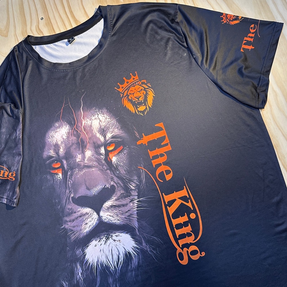 Manfinity Mens 6XL Black The King Lion Graphic Short Sleeve T-Shirt Tee